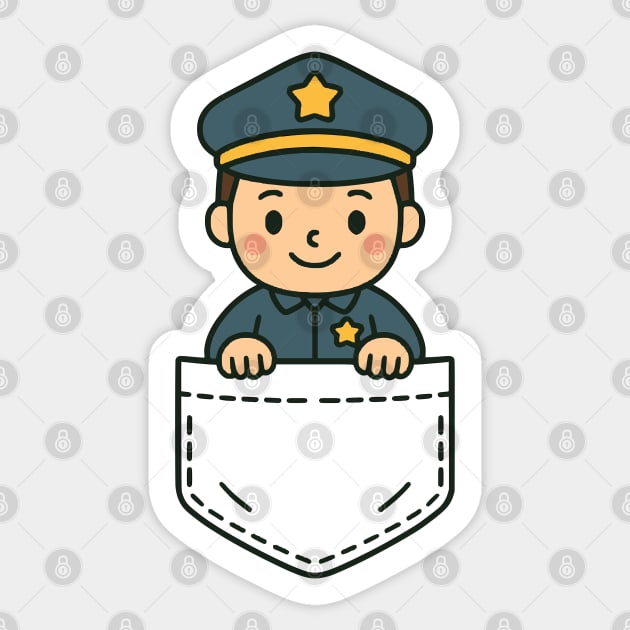 Cute Boy Police Officer Pocket Pal Support Dad Hero Sticker by Yesteeyear